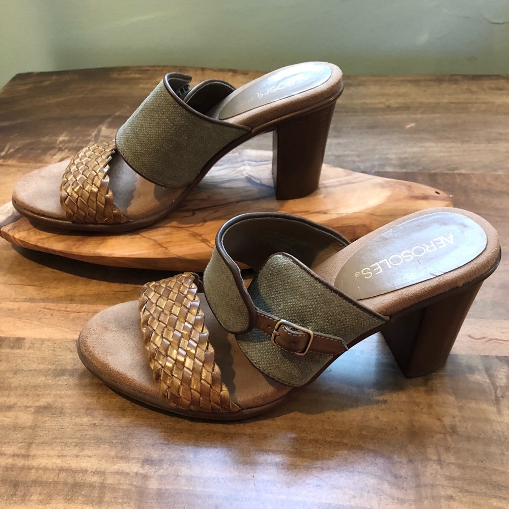 AEROSOLES tan women’s heeled sandals- Size 6.5